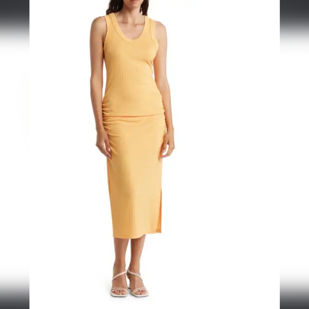 Stitchdrop V-neck Side Ruched Midi Dress